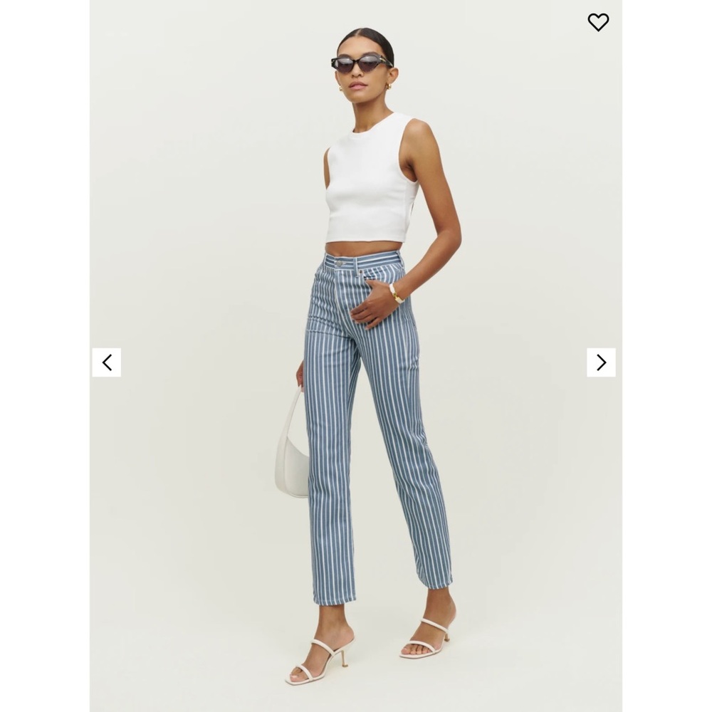 Reformation Cynthia Striped High Rise Straight Jeans - NWT size 23